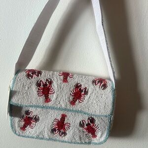 Viral marshalls/tj maxx Beaded Lobster Design White and Red Women's Bag